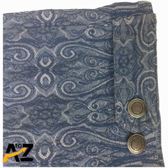 Hearts Of Palm Mens Long Sleeve Top Size 12 Blue Print Button-Up Collared Pocket - Picture 3 of 12